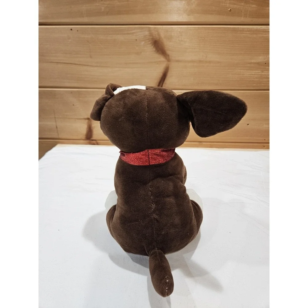 Peek-A-Boo Plush Brown White Puppy Dog Stuffed Animal Red Glitter Collar‎ 12